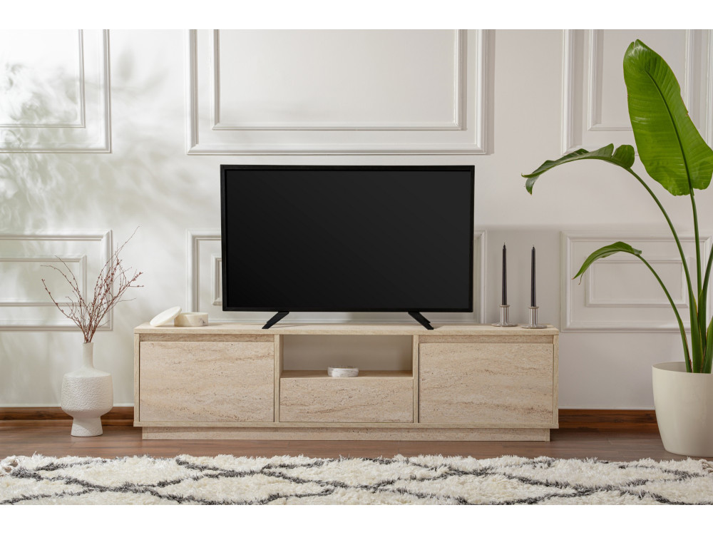Houten TV-meubel "Vanguard" - 160 x 29 x 42 cm - Travertin