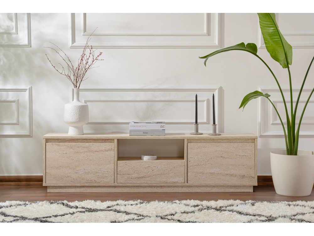 Houten TV-meubel "Vanguard" - 160 x 29 x 42 cm - Travertin