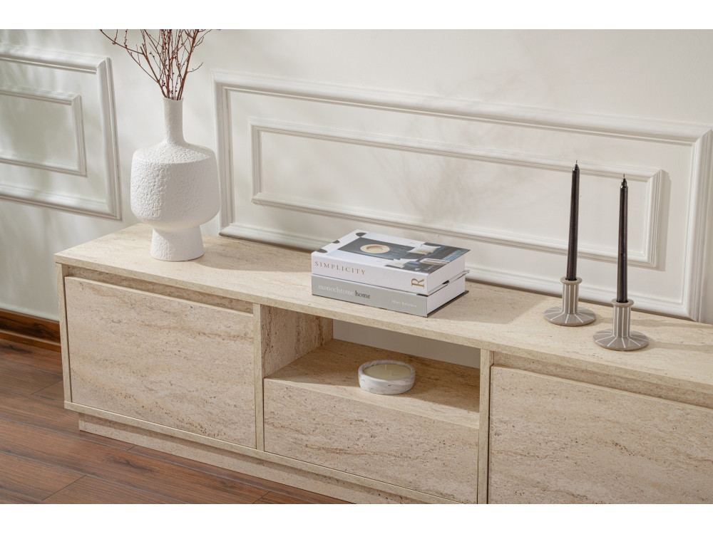 Houten TV-meubel "Vanguard" - 160 x 29 x 42 cm - Travertin