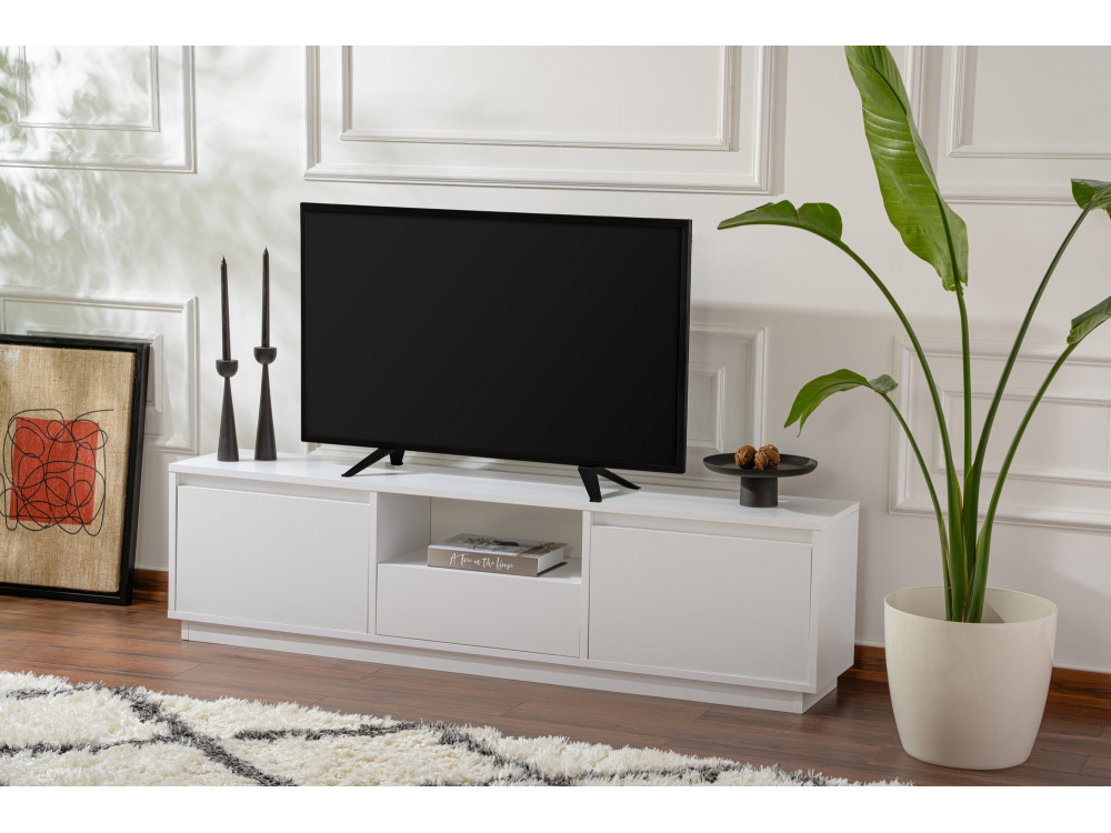Houten TV-meubel "Vanguard" - 160 x 29 x 42 cm - Natuurlijk wit