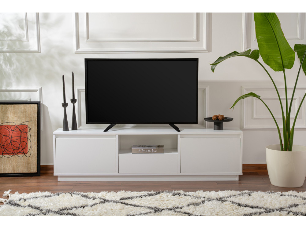 Houten TV-meubel "Vanguard" - 160 x 29 x 42 cm - Natuurlijk wit
