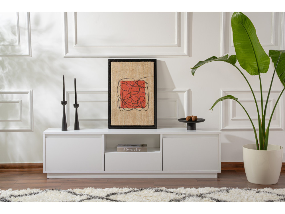 Houten TV-meubel "Vanguard" - 160 x 29 x 42 cm - Natuurlijk wit
