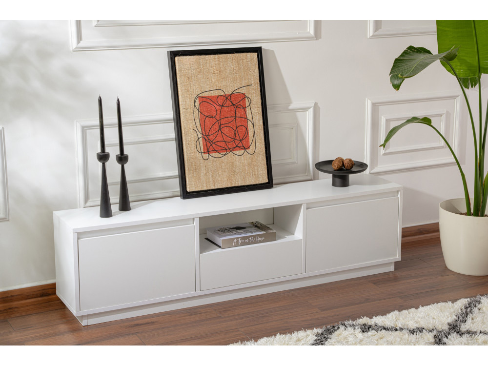 Houten TV-meubel "Vanguard" - 160 x 29 x 42 cm - Natuurlijk wit