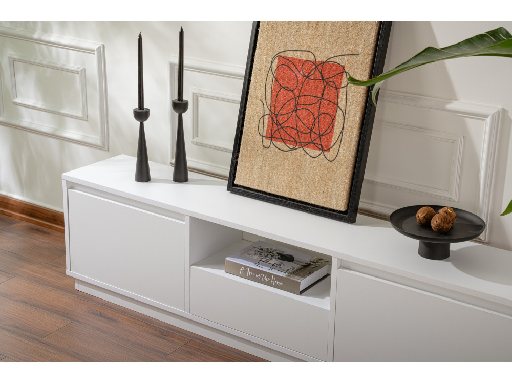 Houten TV-meubel "Vanguard" - 160 x 29 x 42 cm - Natuurlijk wit