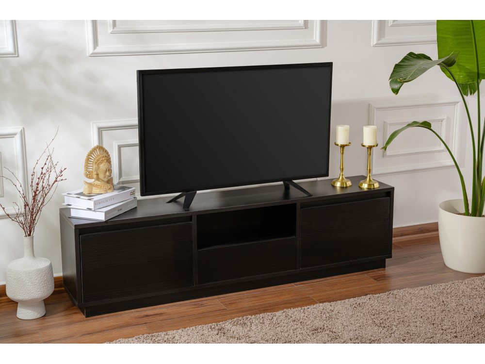 Houten TV-meubel "Vanguard" 160 x 30 x 42 cm - Zwart Hout