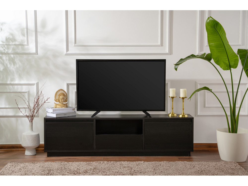 Houten TV-meubel "Vanguard" 160 x 30 x 42 cm - Zwart Hout