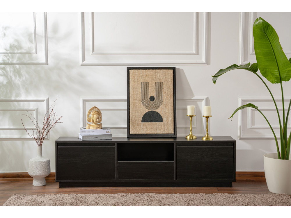 Houten TV-meubel "Vanguard" 160 x 30 x 42 cm - Zwart Hout