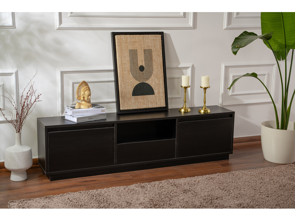 Houten TV-meubel "Vanguard" 160 x 30 x 42 cm - Zwart Hout
