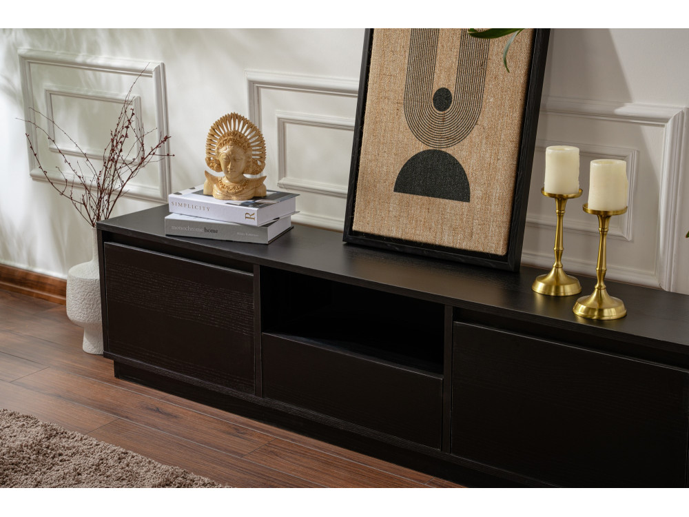 Houten TV-meubel "Vanguard" 160 x 30 x 42 cm - Zwart Hout