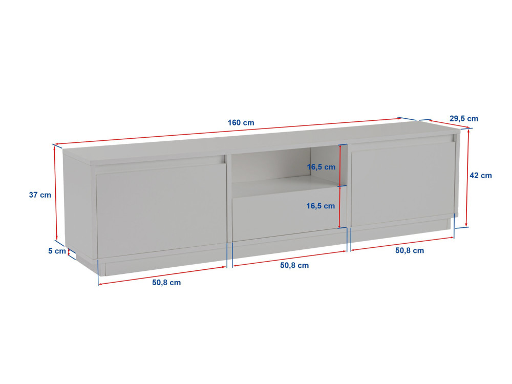 Houten TV-meubel "Vanguard" 160 x 30 x 42 cm - Zwart Hout