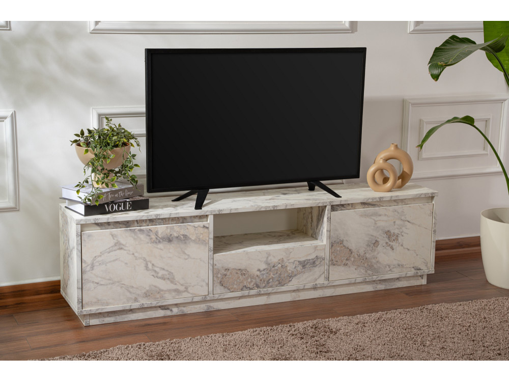 Houten TV-meubel "Vanguard" 160 x 30 x 42 cm - Freesia marmer