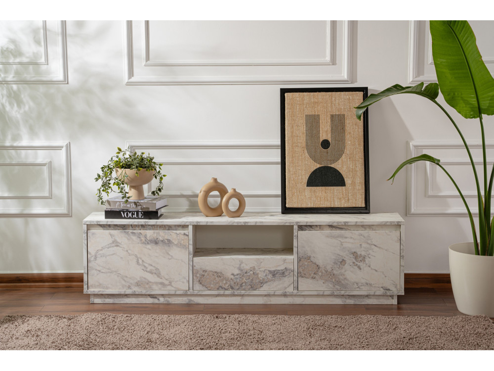Houten TV-meubel "Vanguard" 160 x 30 x 42 cm - Freesia marmer