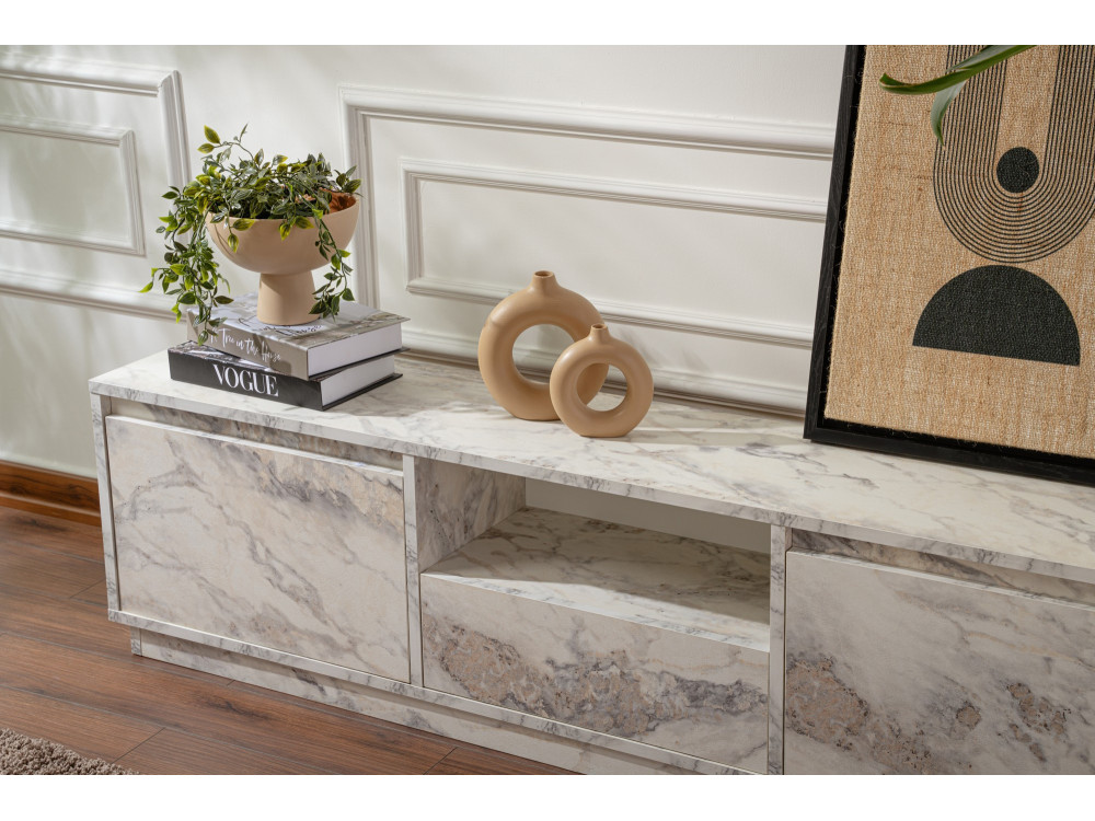 Houten TV-meubel "Vanguard" 160 x 30 x 42 cm - Freesia marmer