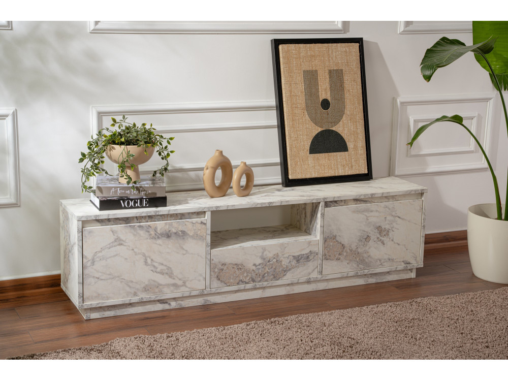 Houten TV-meubel "Vanguard" 160 x 30 x 42 cm - Freesia marmer