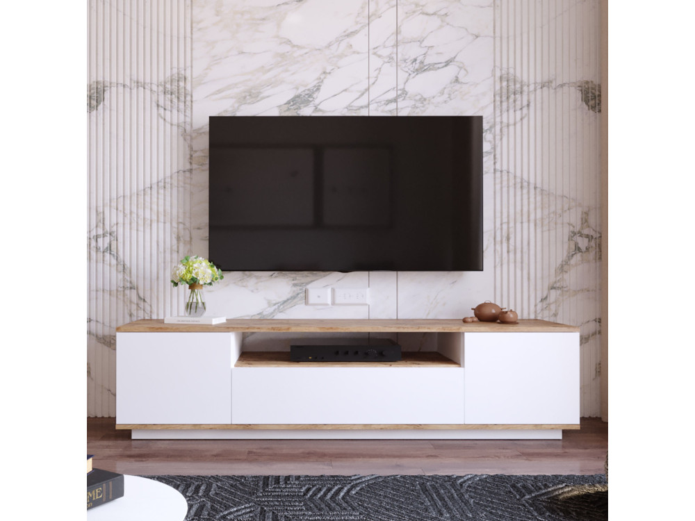 FR7" houten TV-meubel - 180 x 44 x 44 cm - Atlantic PineWit