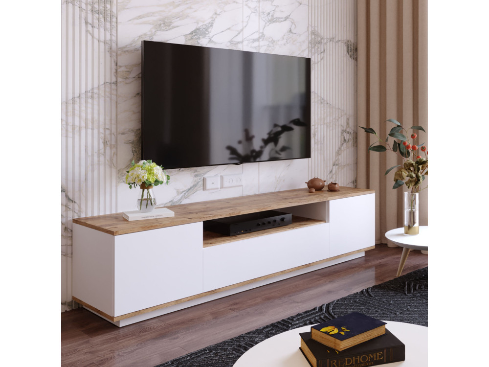FR7" houten TV-meubel - 180 x 44 x 44 cm - Atlantic PineWit