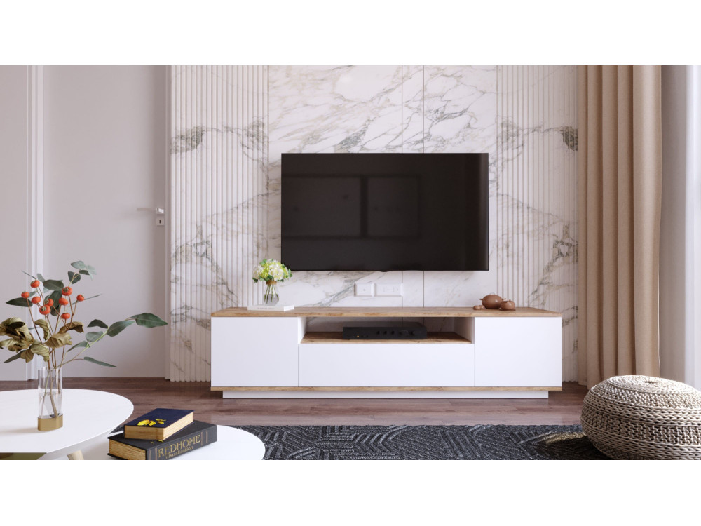 FR7" houten TV-meubel - 180 x 44 x 44 cm - Atlantic PineWit