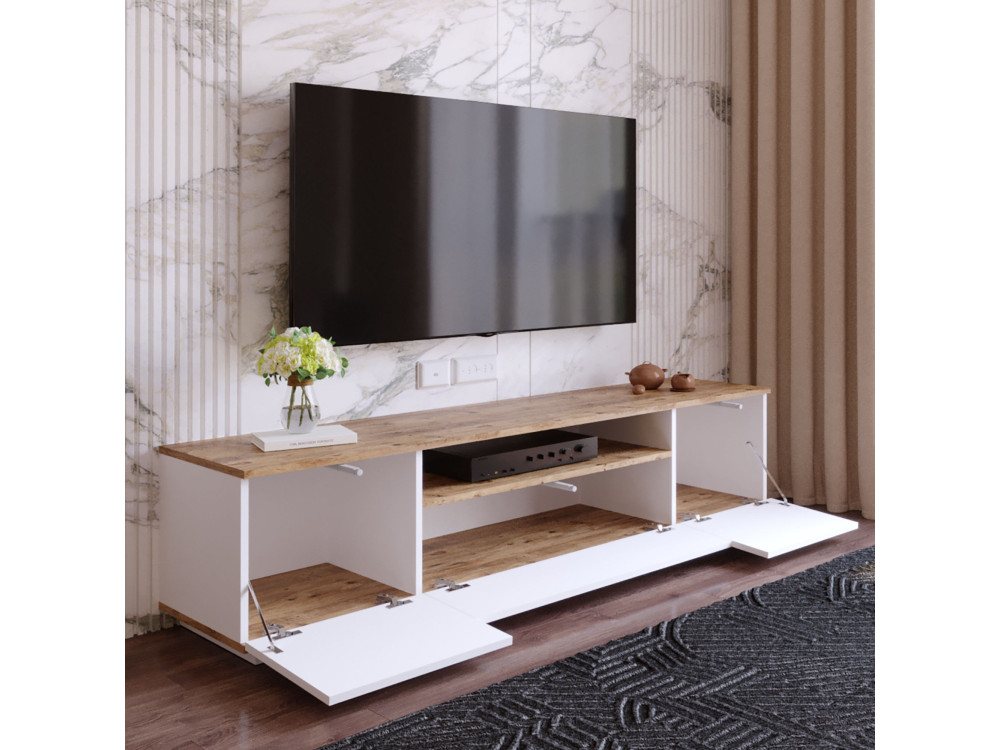 FR7" houten TV-meubel - 180 x 44 x 44 cm - Atlantic PineWit