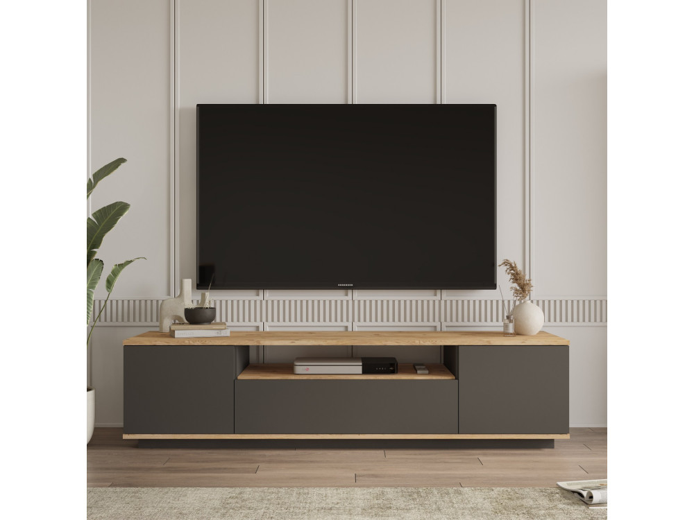 FR7" houten TV-meubel - 180 x 44 x 44 cm - Atlantic PineAnthraciet