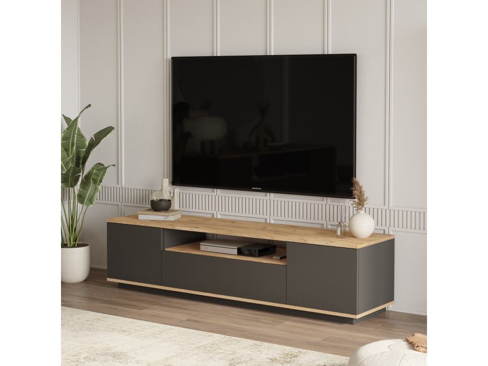 FR7" houten TV-meubel - 180 x 44 x 44 cm - Atlantic PineAnthraciet