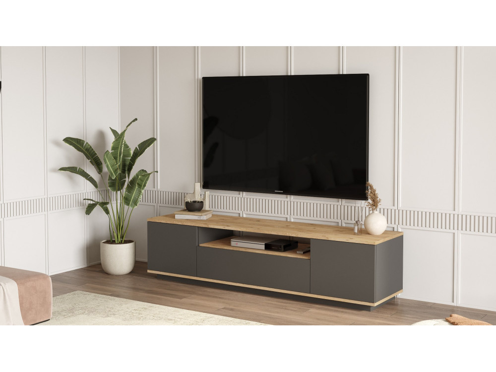 FR7" houten TV-meubel - 180 x 44 x 44 cm - Atlantic PineAnthraciet