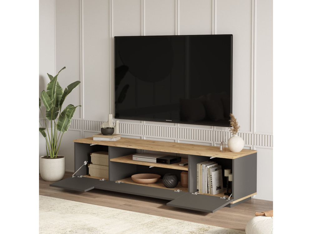 FR7" houten TV-meubel - 180 x 44 x 44 cm - Atlantic PineAnthraciet