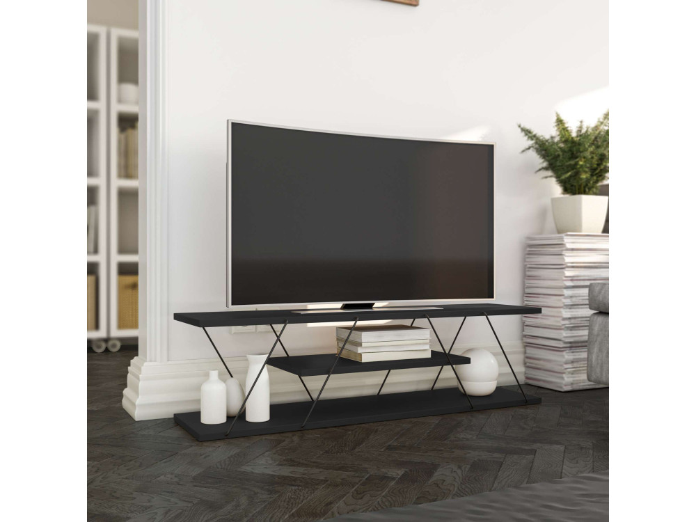 April" houten TV-meubel - 120 x 30 x 33 cm - Antraciet grijs