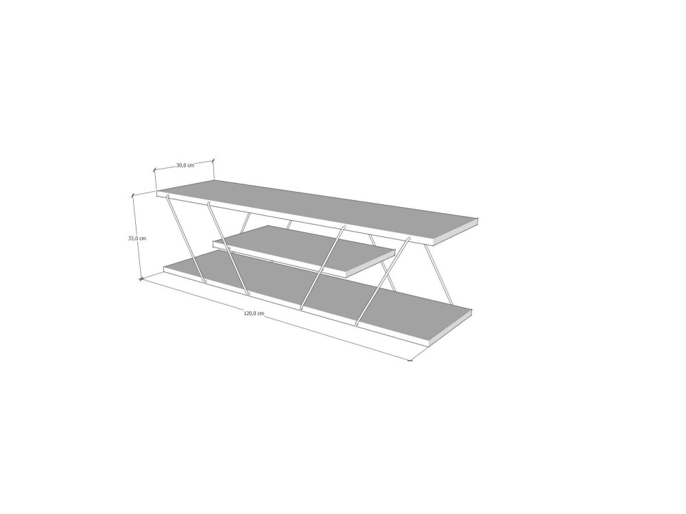 April" houten TV-meubel - 120 x 30 x 33 cm - Antraciet grijs