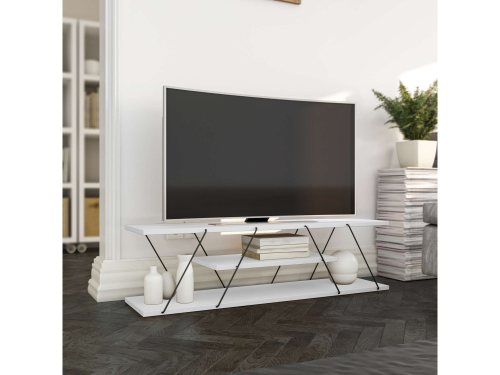 April" houten TV-meubel - 120 x 30 x 33 cm - Wit