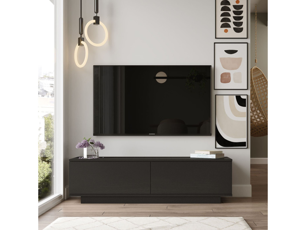 FN1" houten TV-standaard - 140 x 35 x 38 cm - Zwart