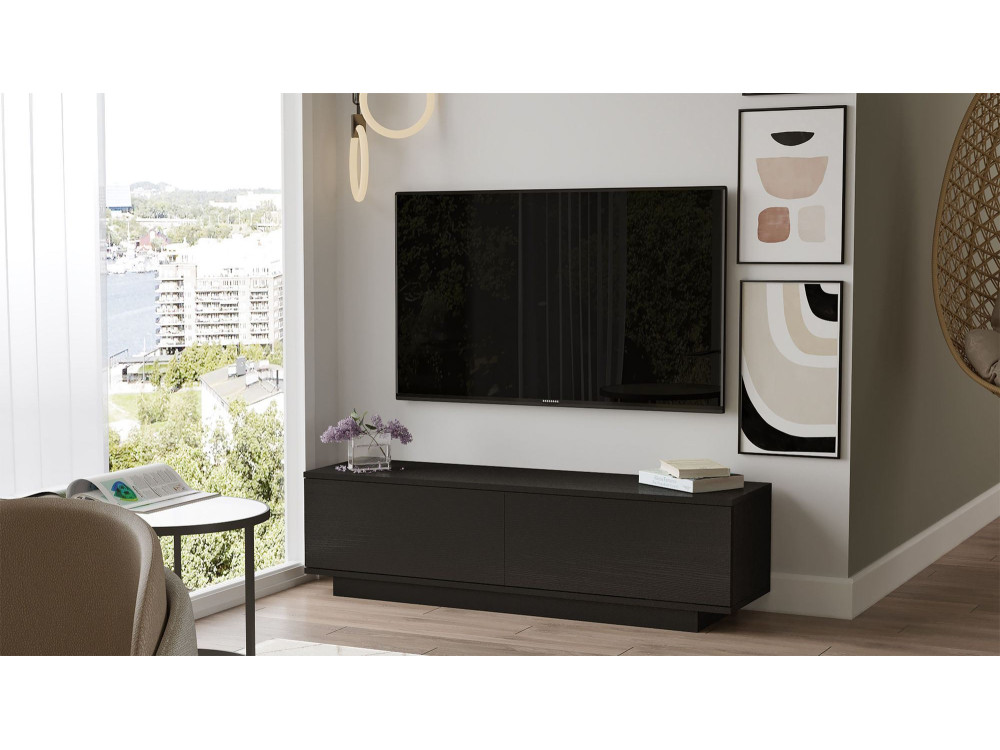 FN1" houten TV-standaard - 140 x 35 x 38 cm - Zwart