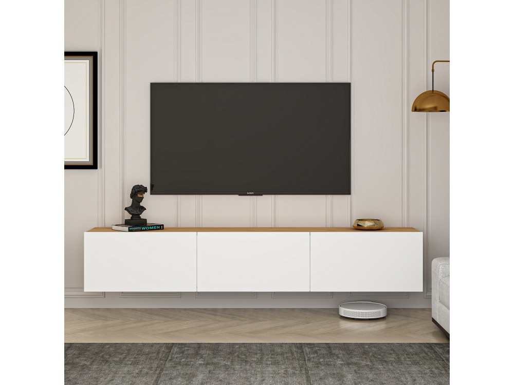 West" houten TV-meubel - 150 x 32 x 30 cm - Atlantisch wit grenen
