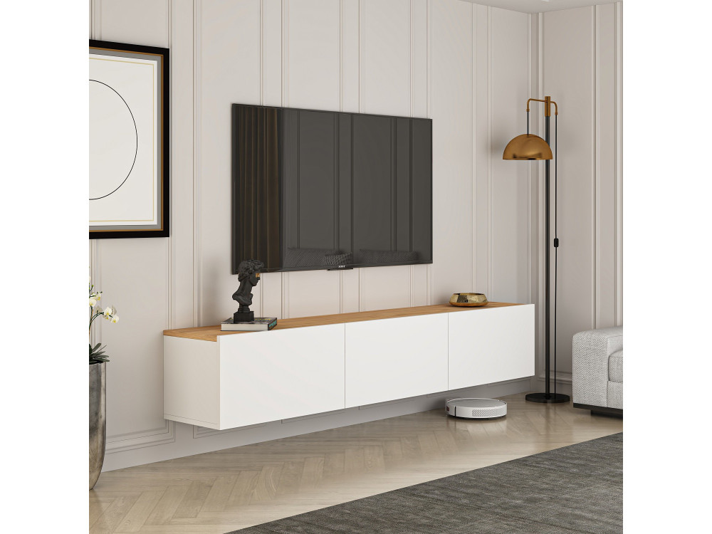 West" houten TV-meubel - 150 x 32 x 30 cm - Atlantisch wit grenen