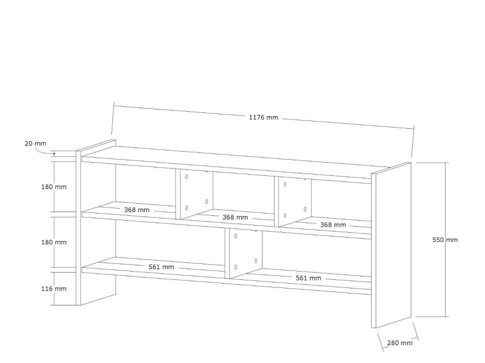 Houten TV-meubel "Pera" - 117 x 28 x 55 cm - Atlantisch grenen