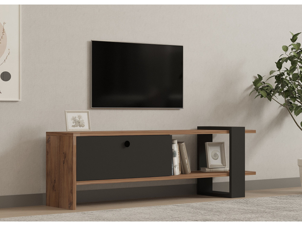 Houten TV-meubel "Ova" - 120 x 25 x 36 cm - Eiken-Anthraciet