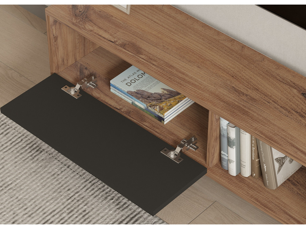 Houten TV-meubel "Ova" - 120 x 25 x 36 cm - Eiken-Anthraciet