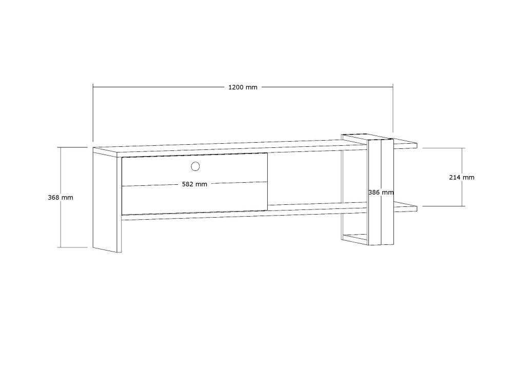 Houten TV-meubel "Ova" - 120 x 25 x 36 cm - Eiken-Anthraciet