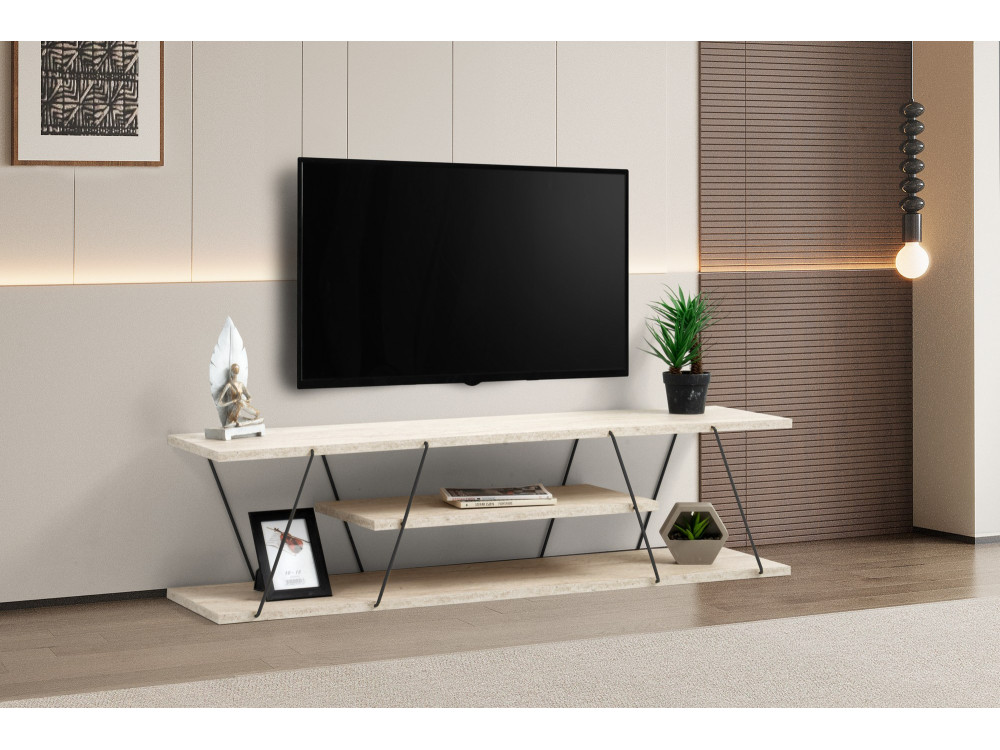 Houten TV-meubel "Canaz" - 120 x 30 x 33 cm - Beige