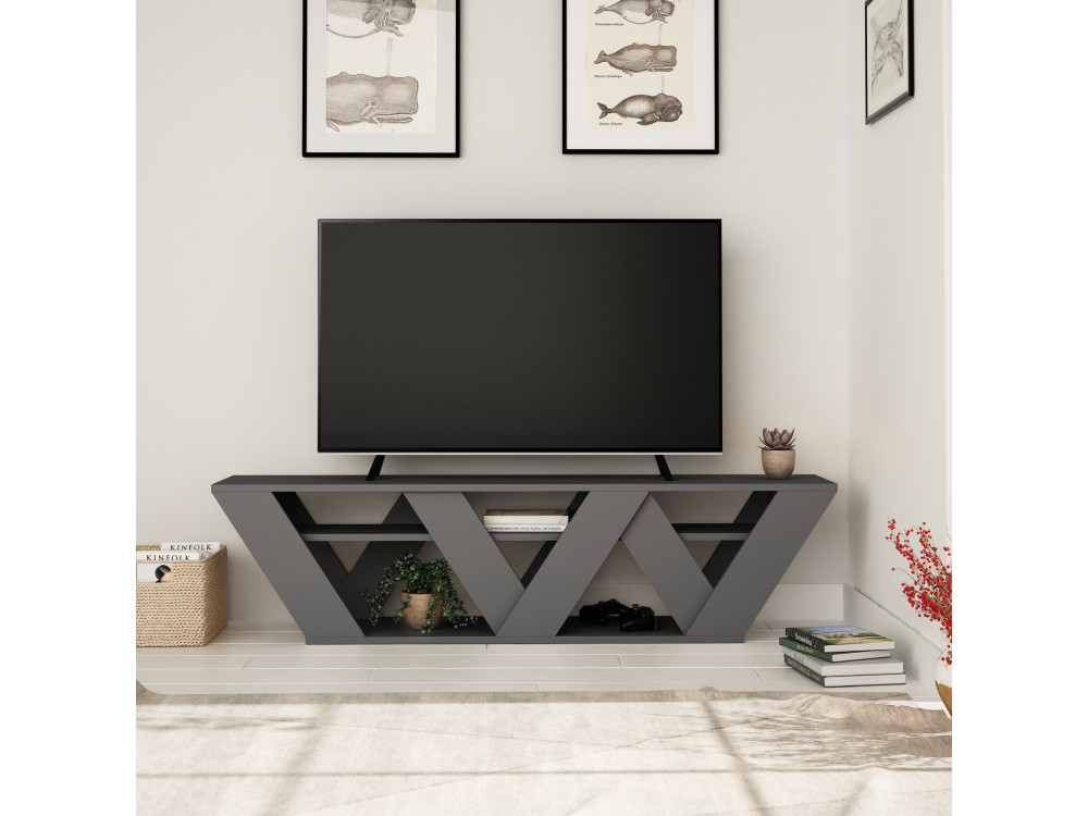 Houten TV-meubel "Ralla" - 158 x 30 x 40 cm - Antraciet