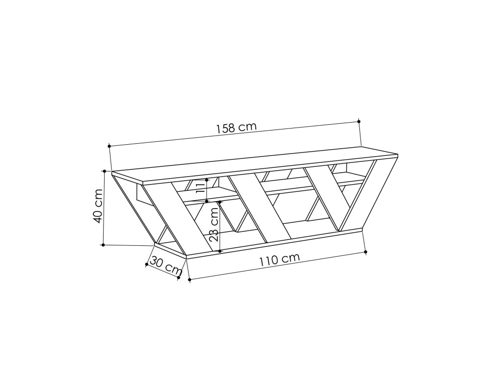 Houten TV-meubel "Ralla" - 158 x 30 x 40 cm - Antraciet