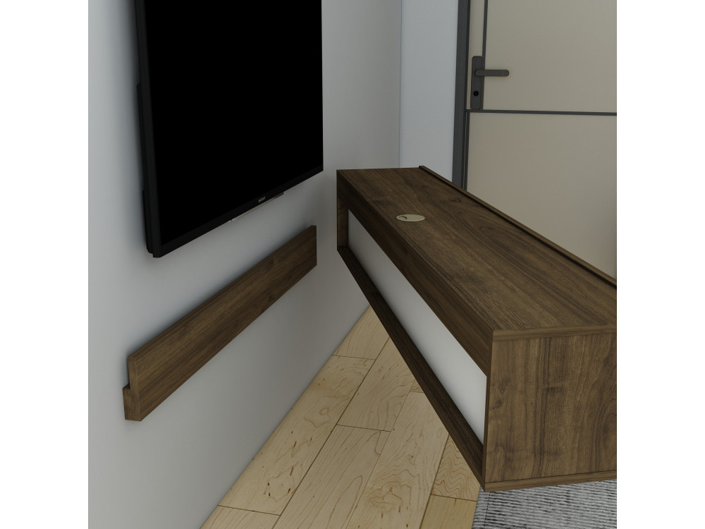 Houten TV-meubel "Denby" - 160 x 31 x 29 cm - Notelaar