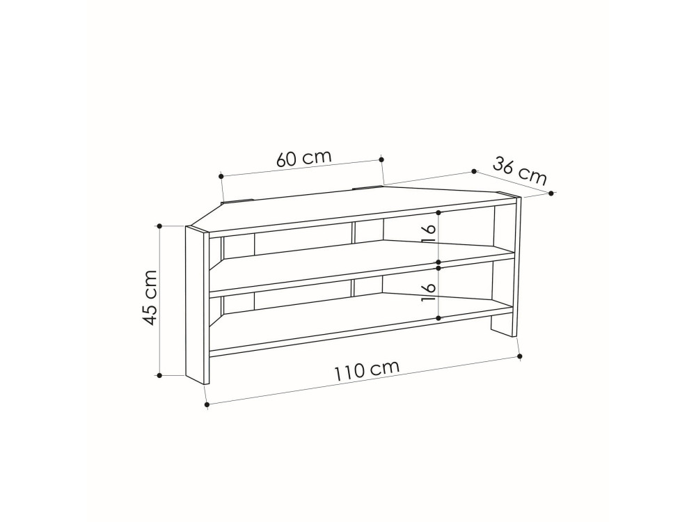 ThalesCorner" houten TV-meubel - 110 x 36 x 45 cm - Wit