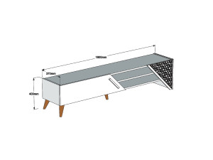 Houten TV-meubel "Beril" - 180 x 40 x 37 cm - Notelaar