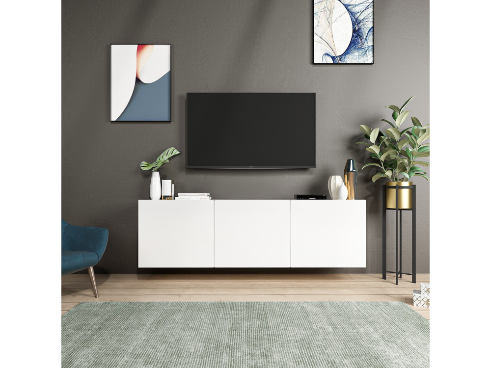 Wit" houten TV-meubel - 150 x 31 x 44 cm - Wit