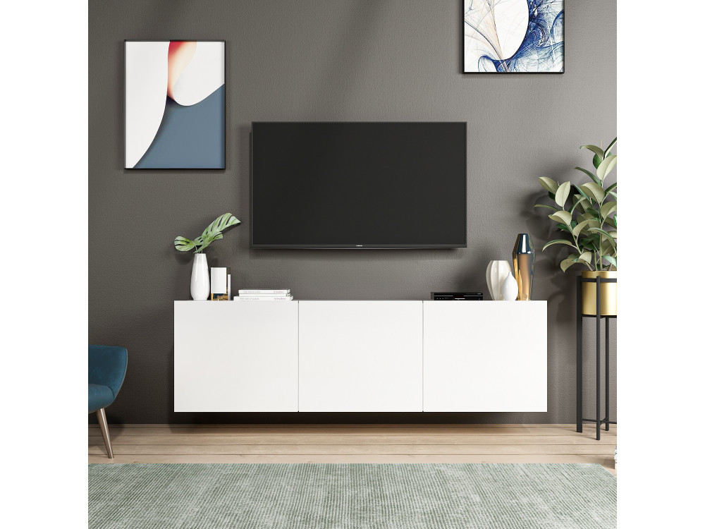 Wit" houten TV-meubel - 150 x 31 x 44 cm - Wit