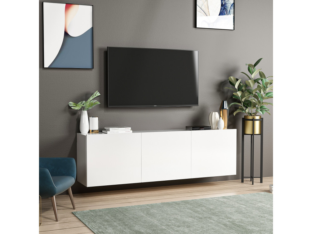 Wit" houten TV-meubel - 150 x 31 x 44 cm - Wit