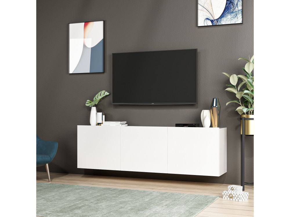 Wit" houten TV-meubel - 150 x 31 x 44 cm - Wit