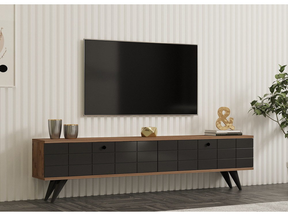 Houten TV-meubel "Alberi" - 160 x 25 x 35 cm - Antracietgrijs