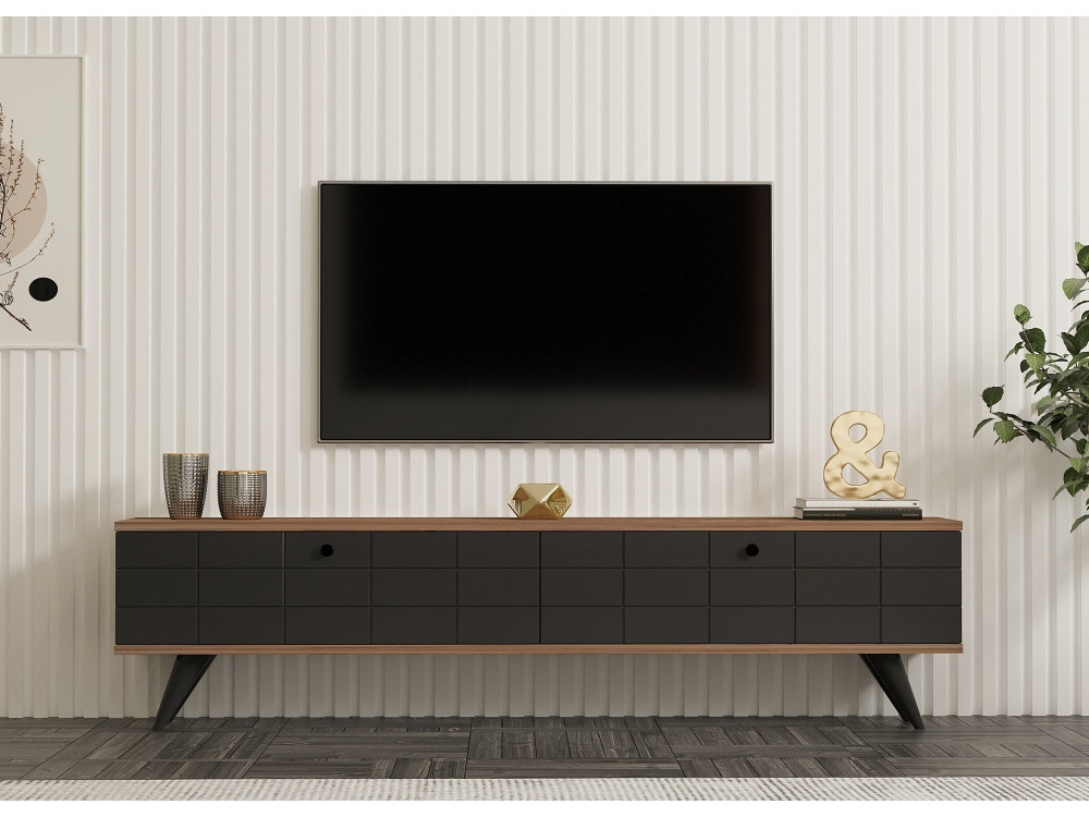 Houten TV-meubel "Alberi" - 160 x 25 x 35 cm - Antracietgrijs