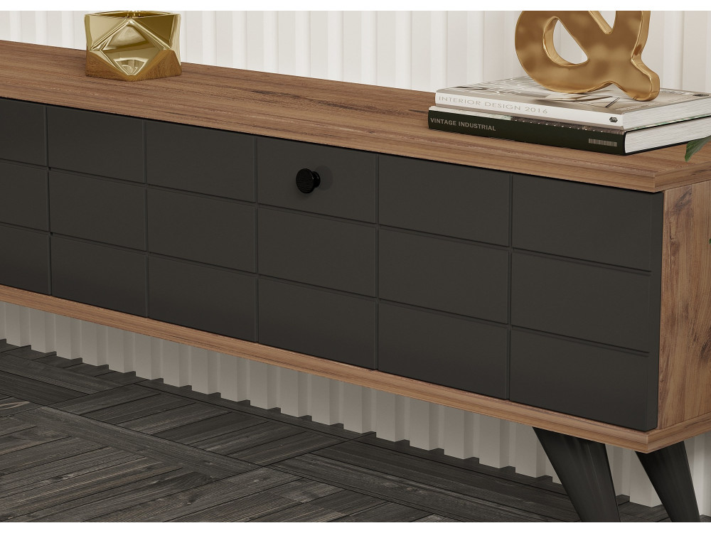 Houten TV-meubel "Alberi" - 160 x 25 x 35 cm - Antracietgrijs